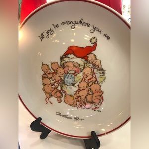 Santa And Kewpie Dolls Christmas Collectors Plate Vintage